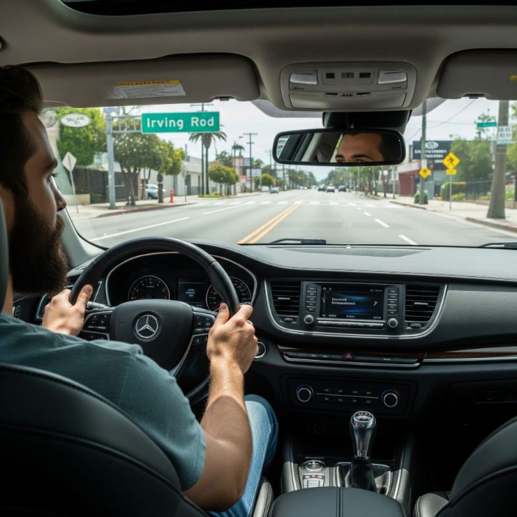 Driver taking a lesson on Irving Road – drivers training near me
