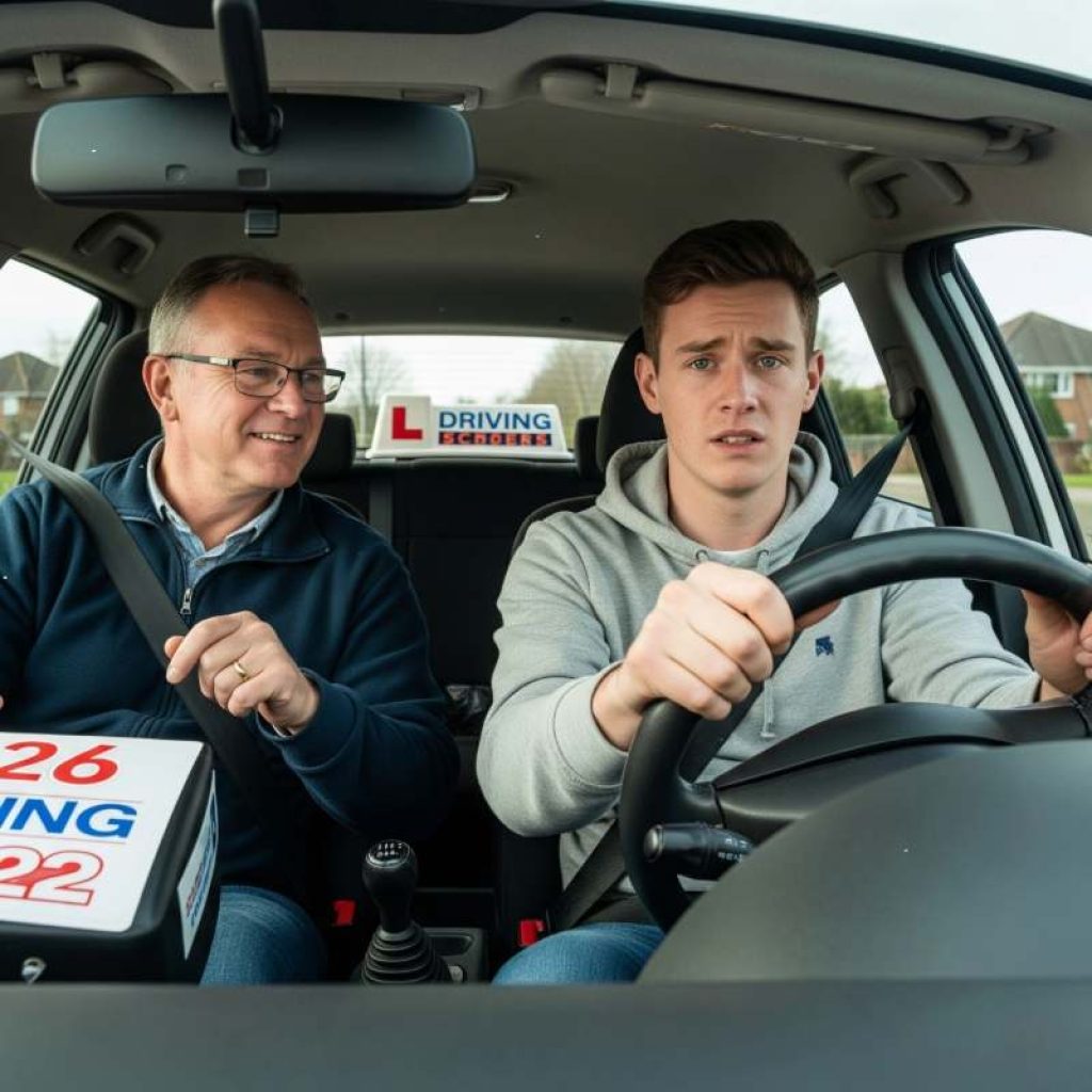 Drivers training in Las Colinas with instructor and student in car.