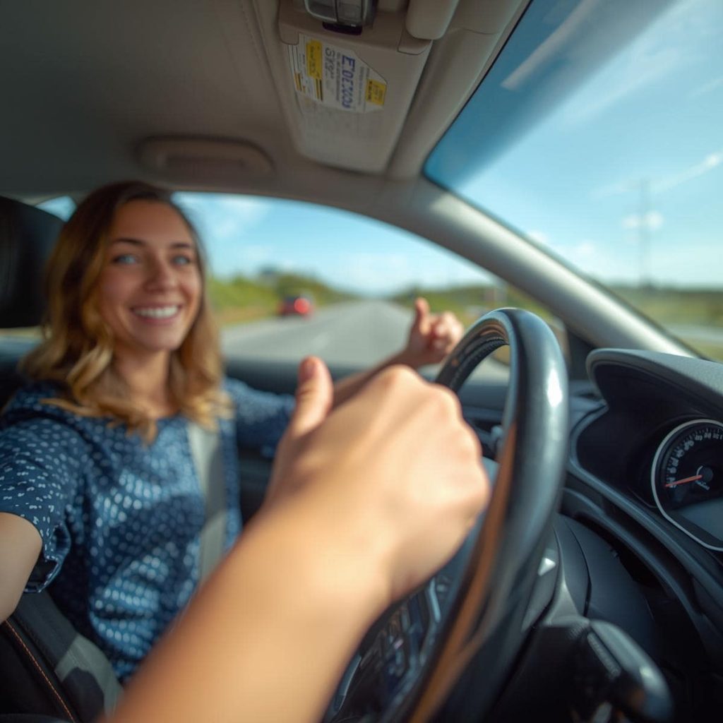 A lady is receiving Driving Lessons in Irving