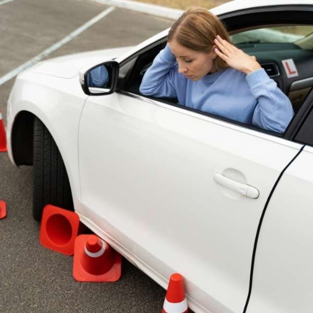 A lady is looking worried after her road test done after Irving DPS Driving Test Appointments